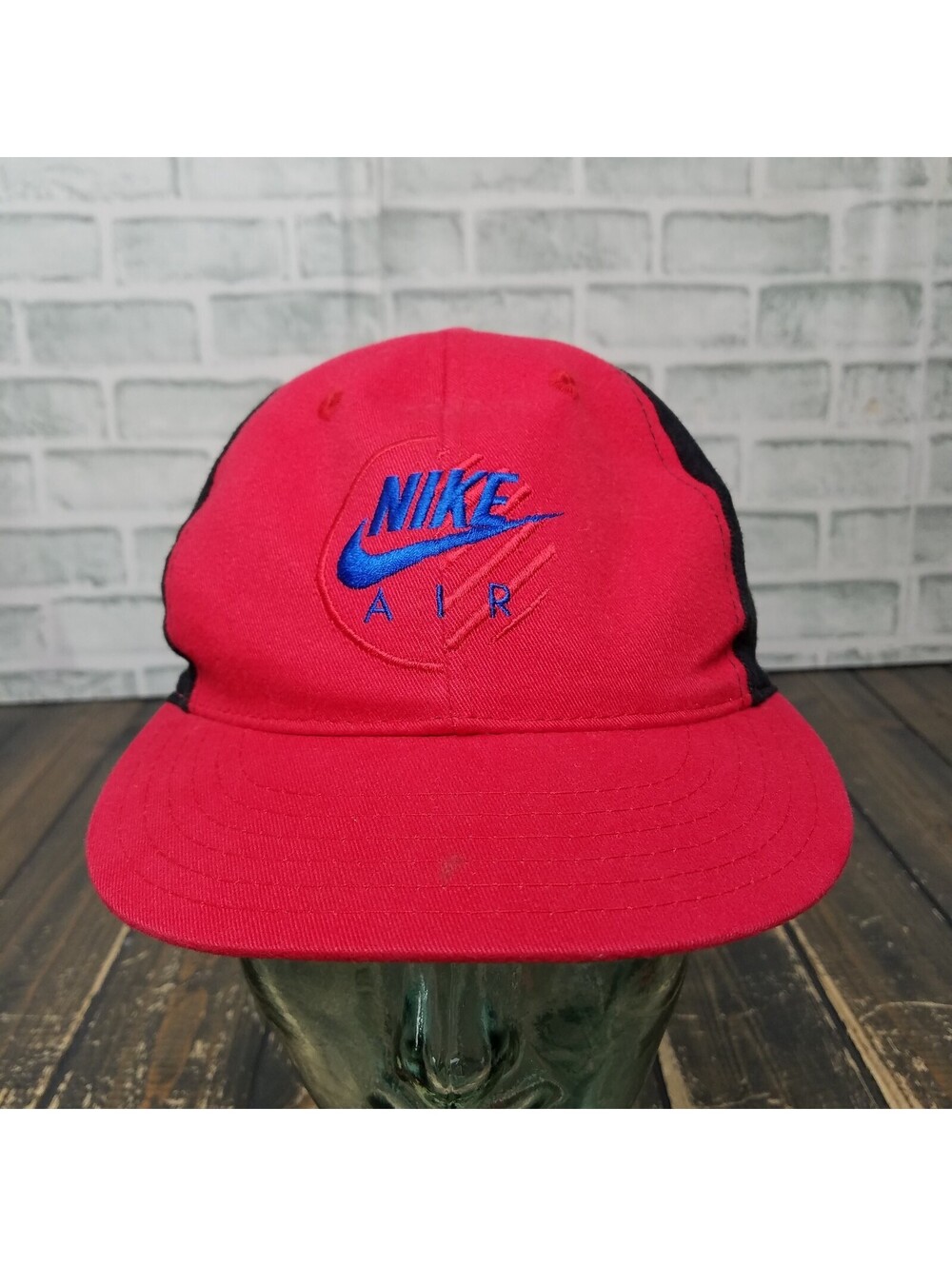 Vintage 90’s Youth - Nike Air Spell Out on the Back SnapBack Hat Cap RED BLACK